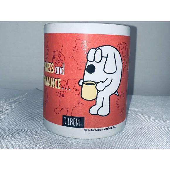 Dilbert Comic Coffee Mug Cup Office Happiness & Job Performance OZ Scott Adams - Picture 2 of 7